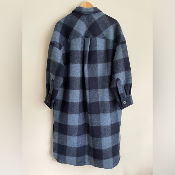 Isabel Marant Étoile Fontizi Checked Plaid Wool Blend Long Coat Shacket Size 1 - Picture 6 of 12